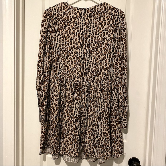 Zara Woman Leopard Print Babydoll Mini Dress ZB1 - Picture 3 of 6